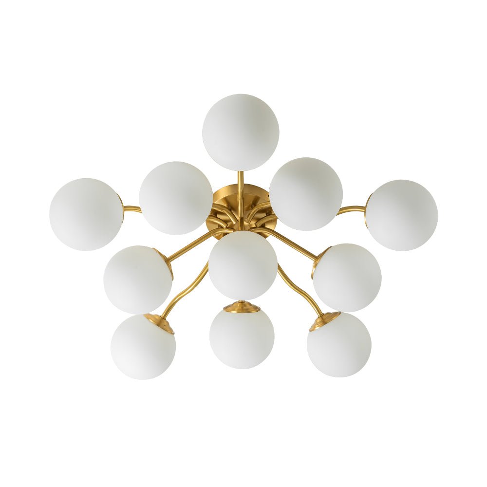 Püre Modern Brass Glass Semi Flush Chandelier