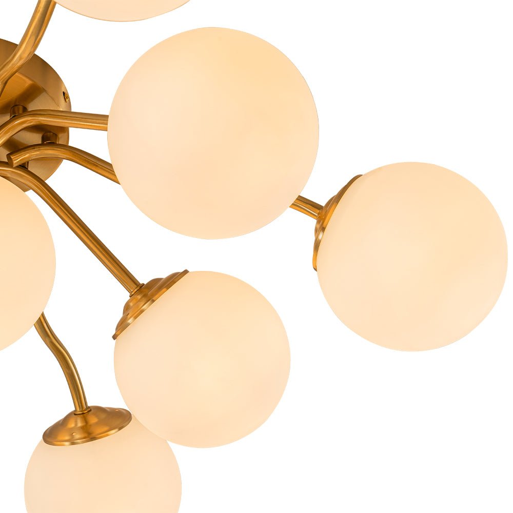Püre Modern Brass Glass Semi Flush Chandelier