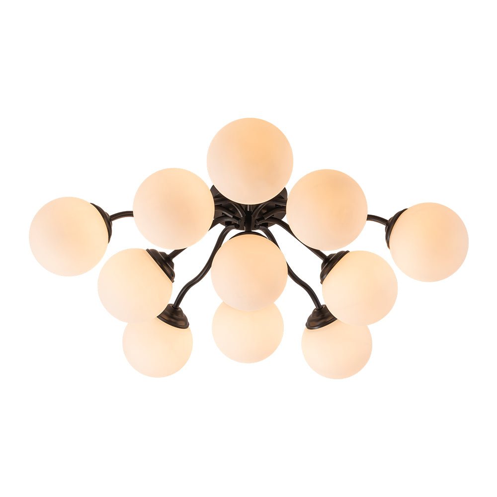 Püre Modern Brass Glass Semi Flush Chandelier