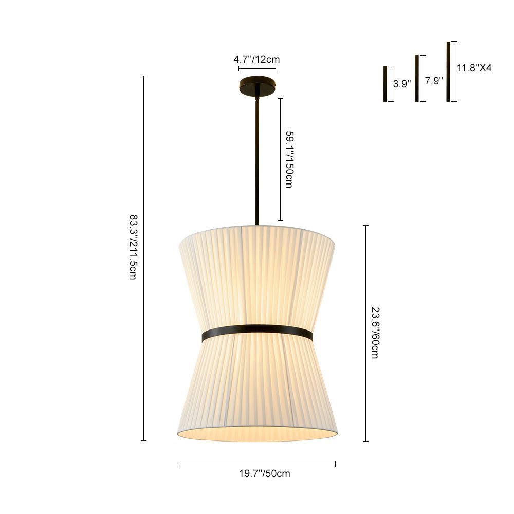 Ornuvyx Boho Tapered White Fabric Pendant Light