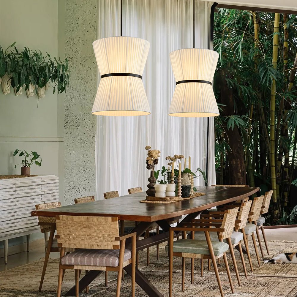 Ornuvyx Boho Tapered White Fabric Pendant Light