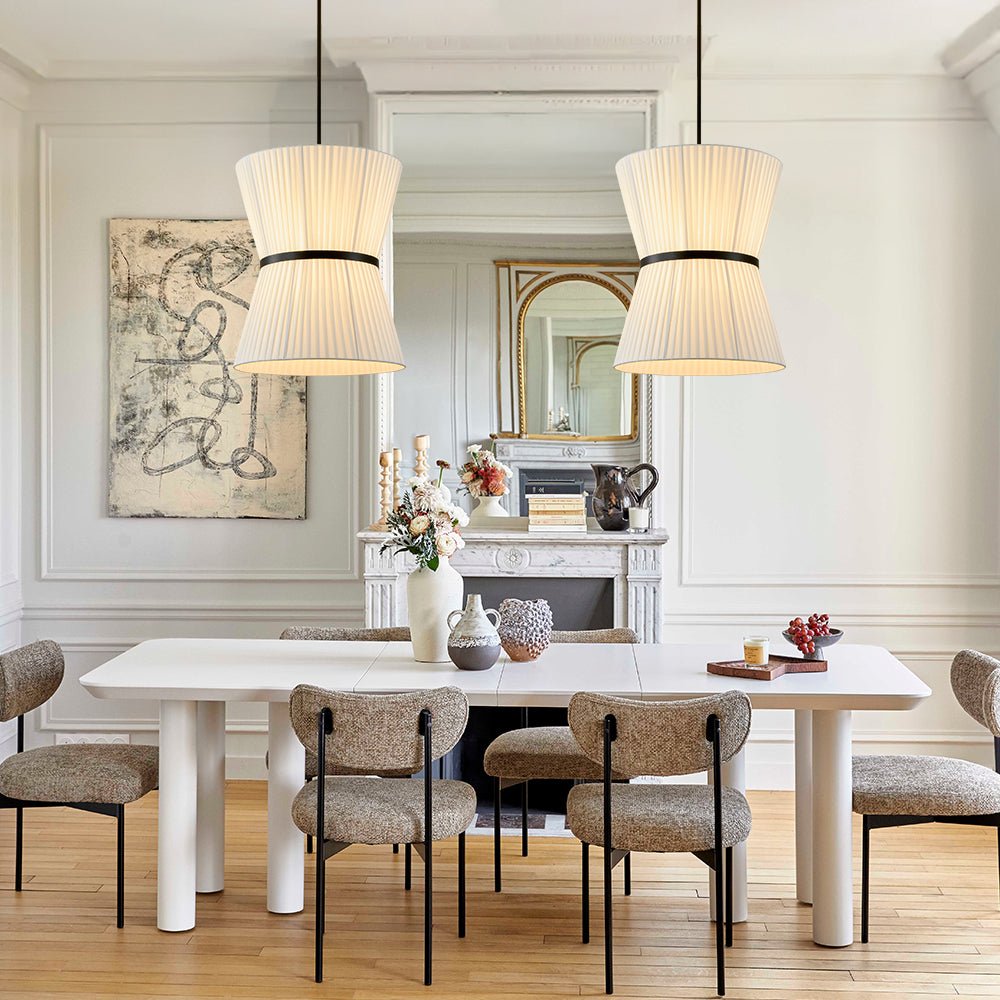 Ornuvyx Boho Tapered White Fabric Pendant Light