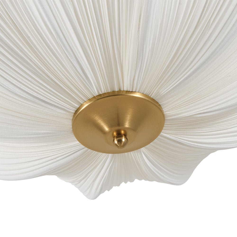 Zoruvox Boho Pleated Flower Fabric Metal Semi Flush Mount Ceiling Light
