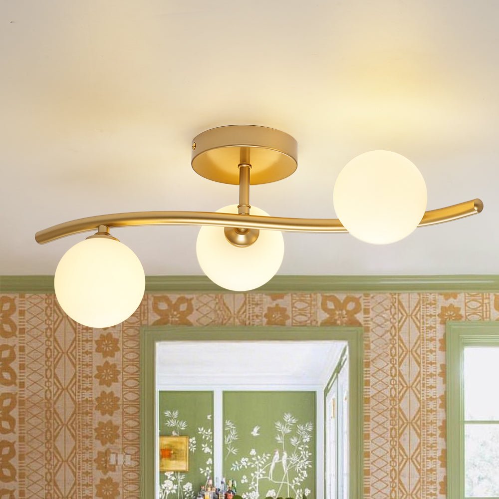 Norduvox Frosted Globe Glass Semi Flush Wall Lamp