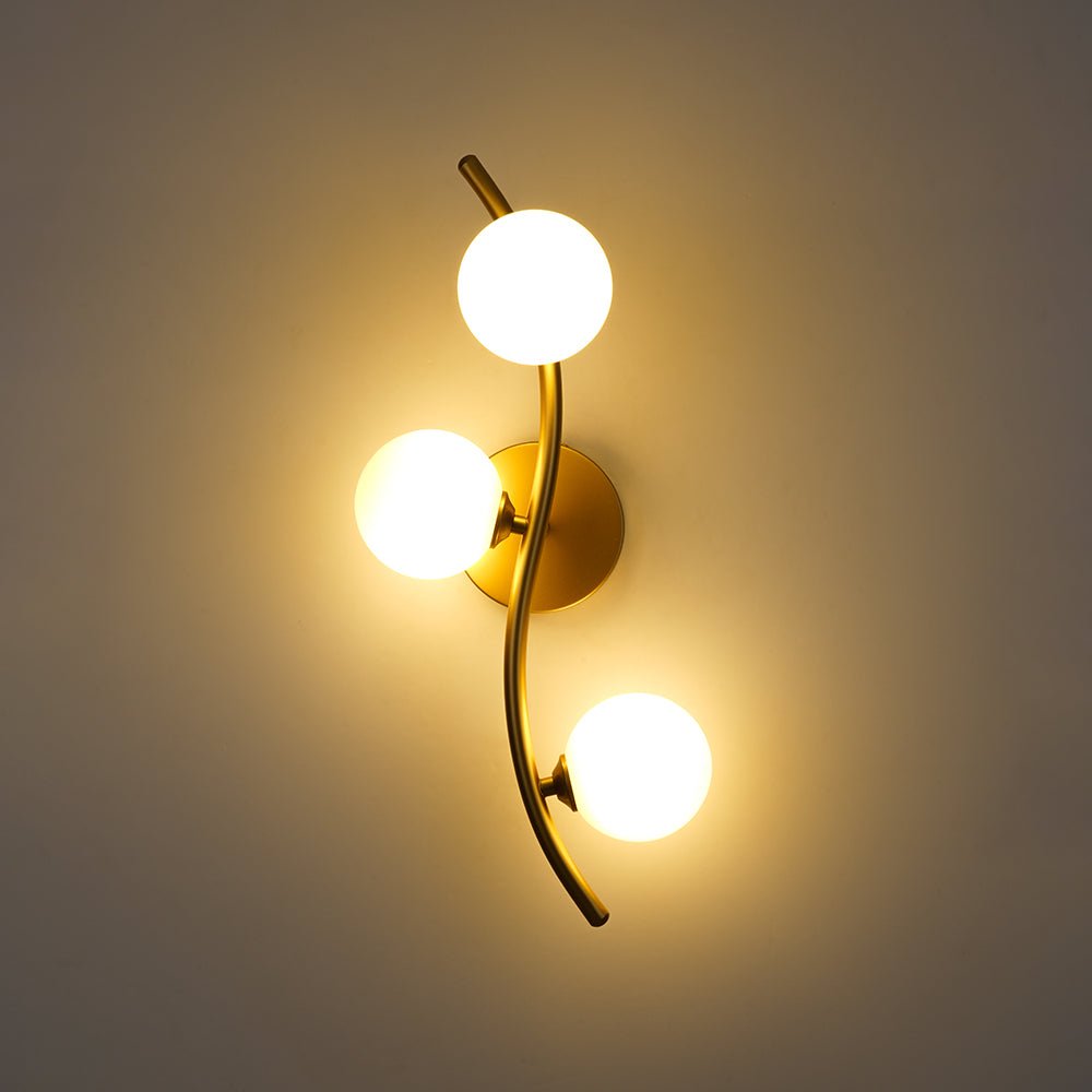 Norduvox Frosted Globe Glass Semi Flush Wall Lamp - Lamp Copper