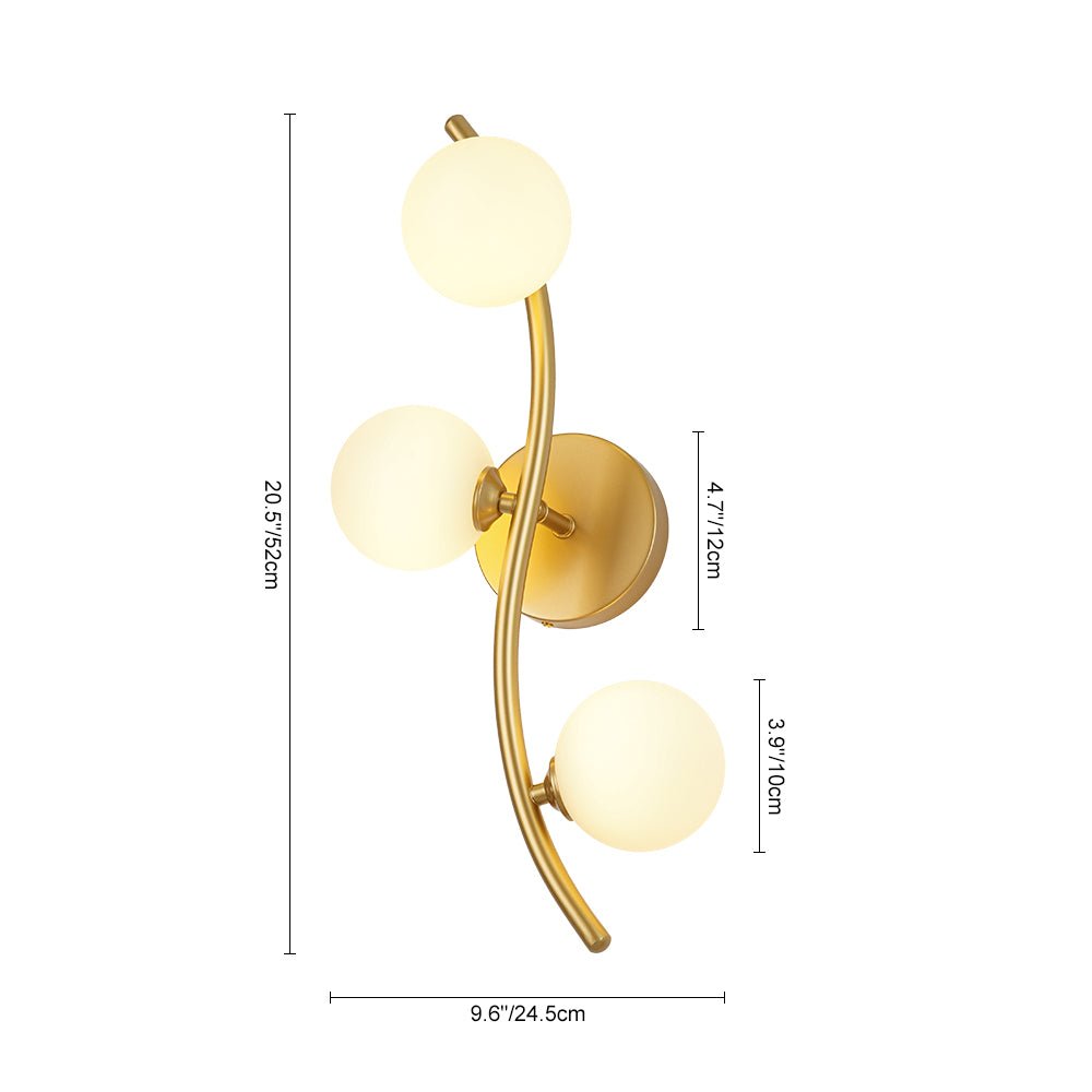 Norduvox Frosted Globe Glass Semi Flush Wall Lamp - Lamp Copper