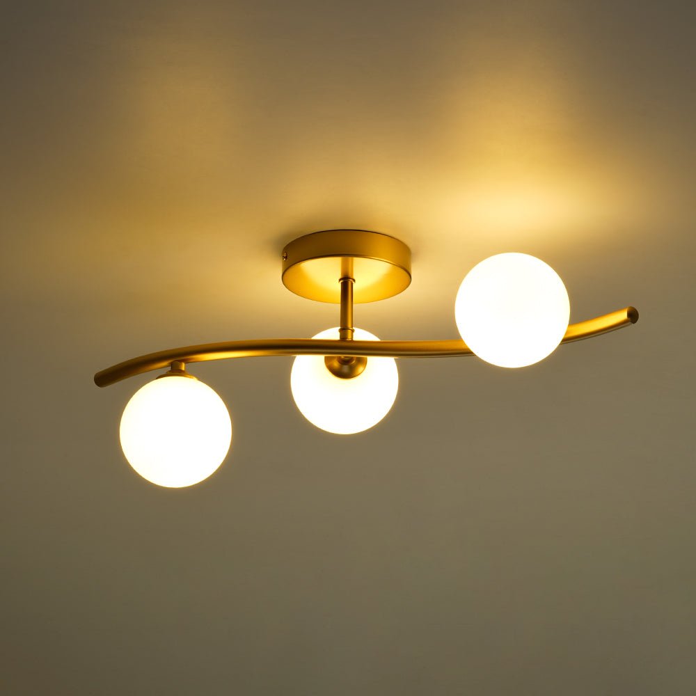 Norduvox Frosted Globe Glass Semi Flush Wall Lamp - Lamp Copper