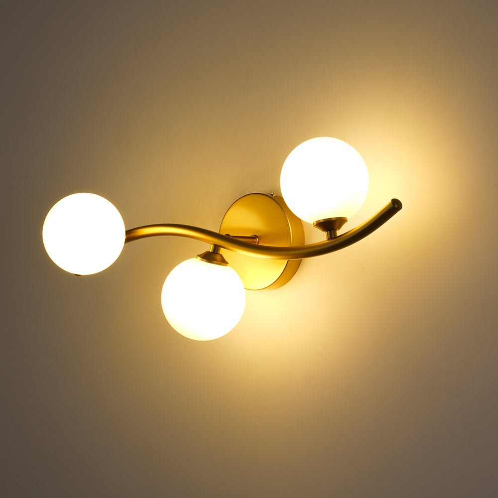 Norduvox Frosted Globe Glass Semi Flush Wall Lamp - Lamp Copper