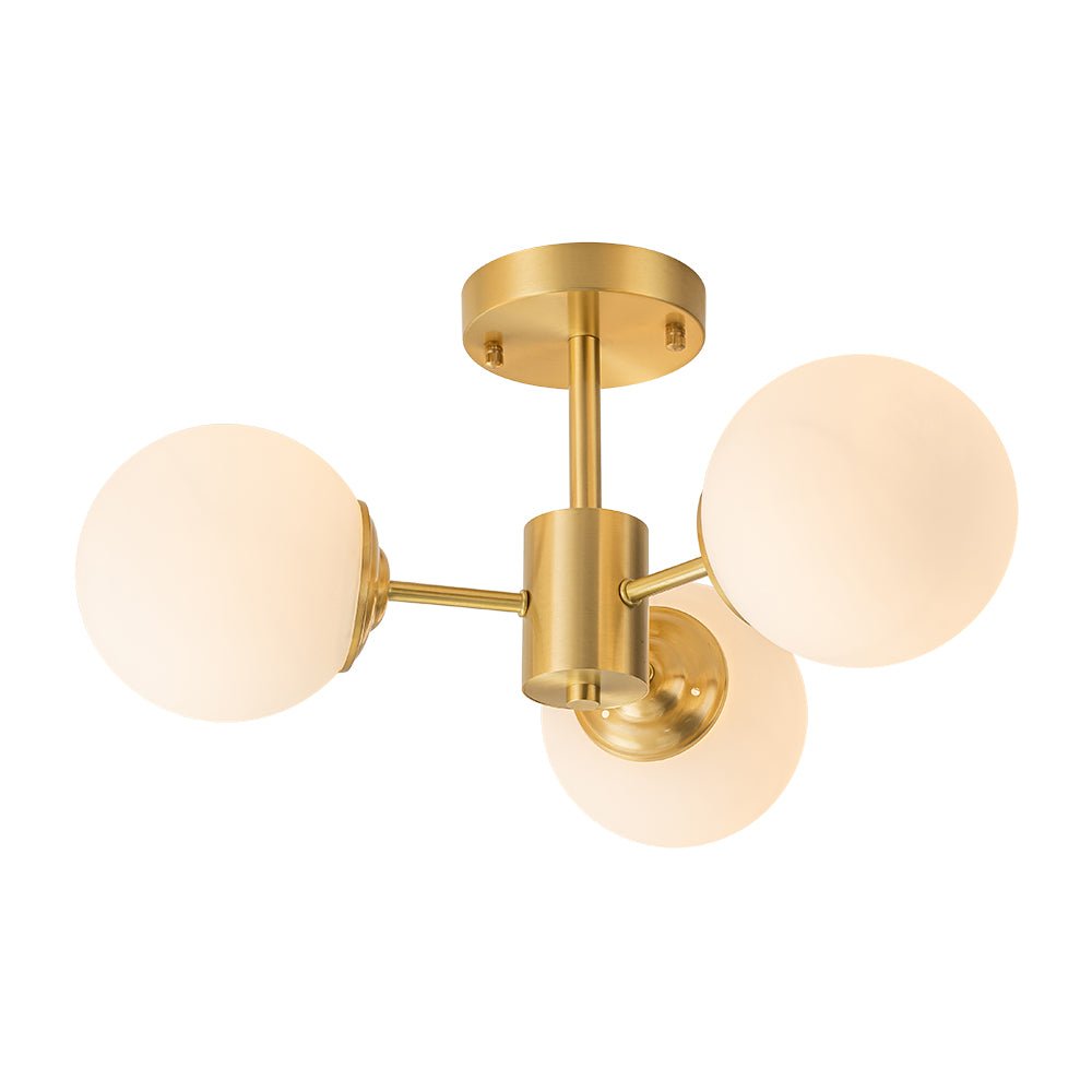 Blikari Modern Brass Opal Glass Semi Flush Mount