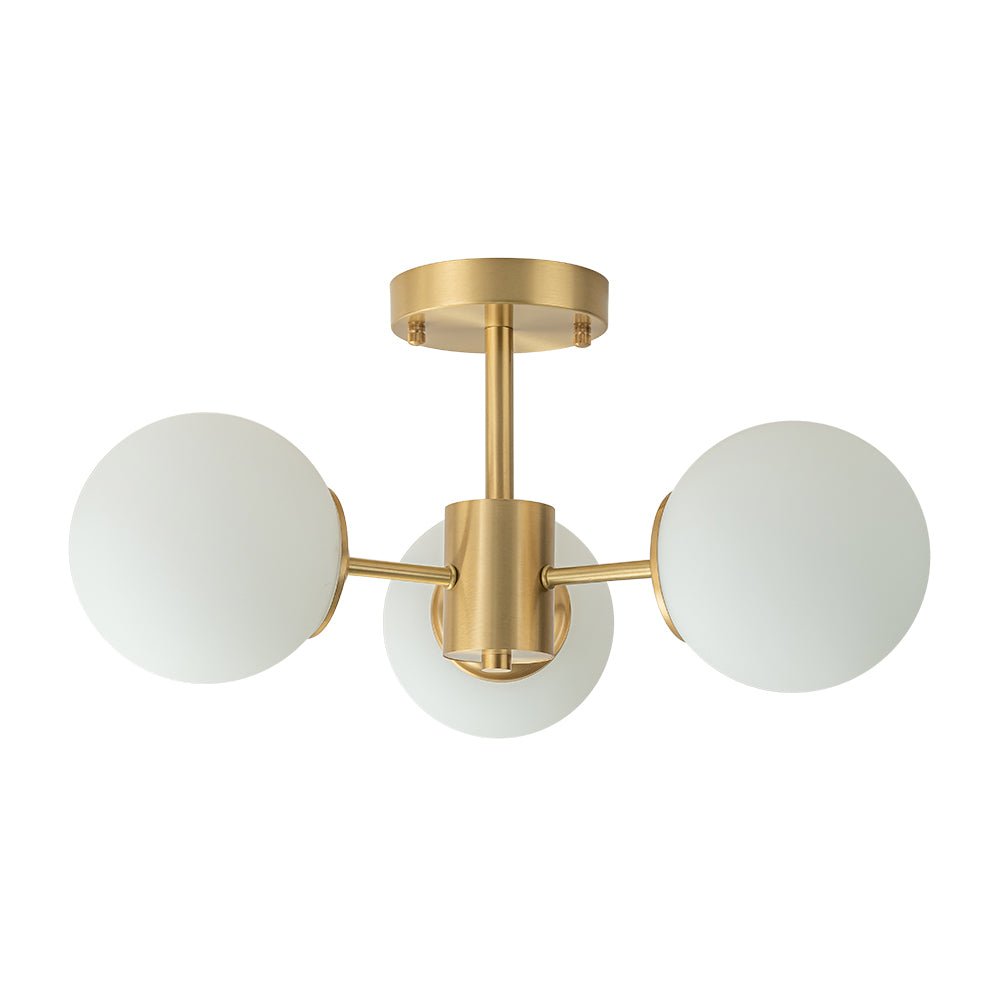 Blikari Modern Brass Opal Glass Semi Flush Mount