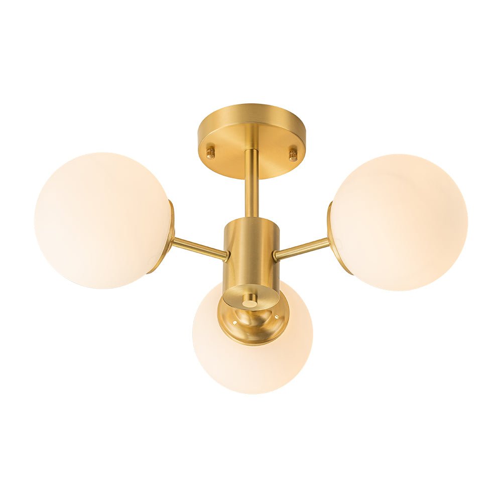 Blikari Modern Brass Opal Glass Semi Flush Mount