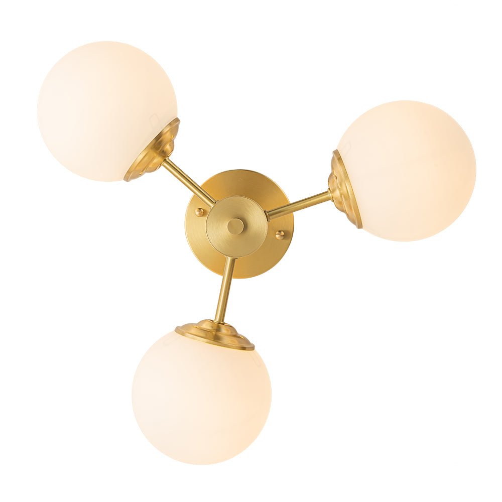 Blikari Modern Brass Opal Glass Semi Flush Mount