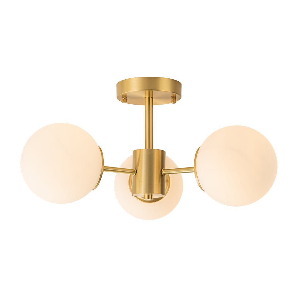 Blikari Modern Brass Opal Glass Semi Flush Mount
