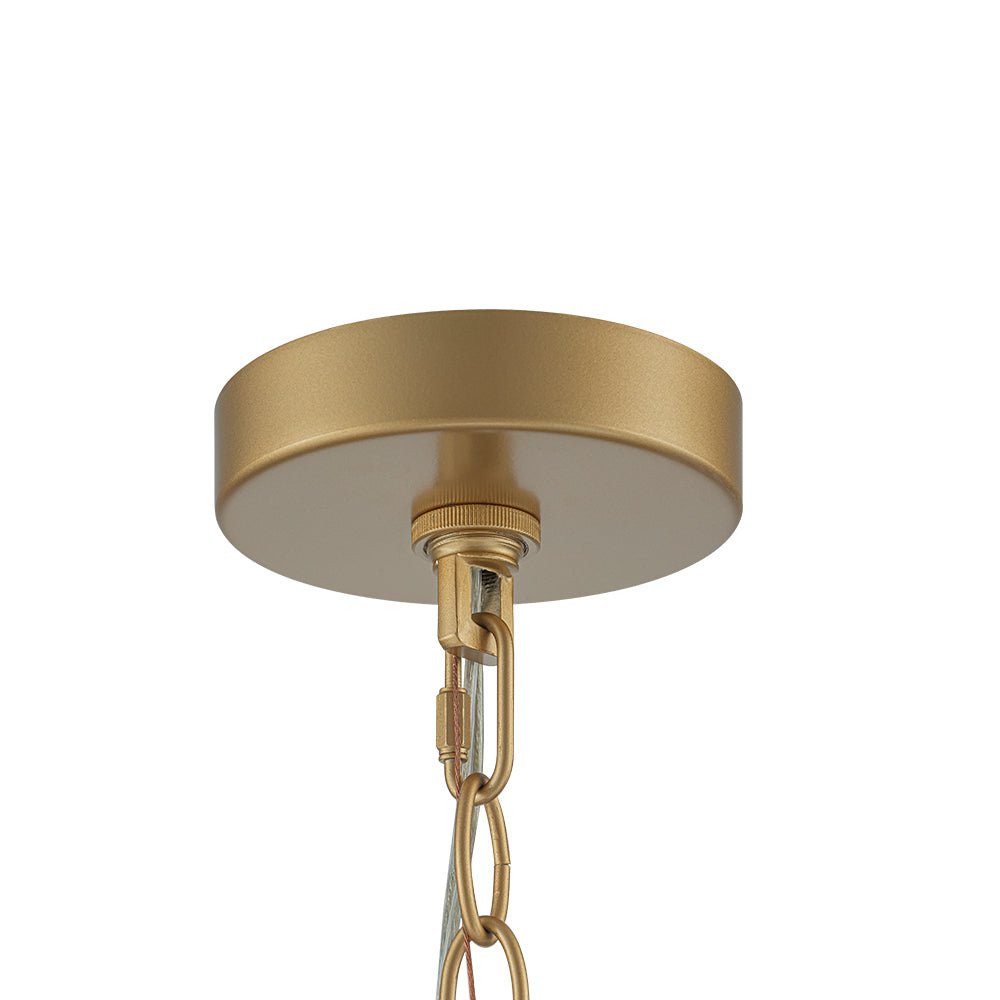 Ostur Brass Ribbed Glass Lantern Pendant Light
