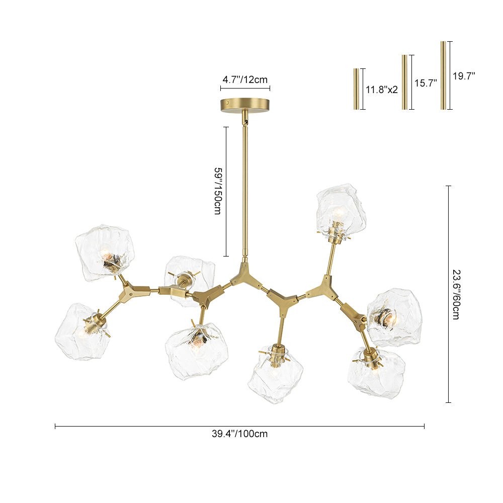 Vatnun Organic Branch Frozen Ice Style Glass Chandelier