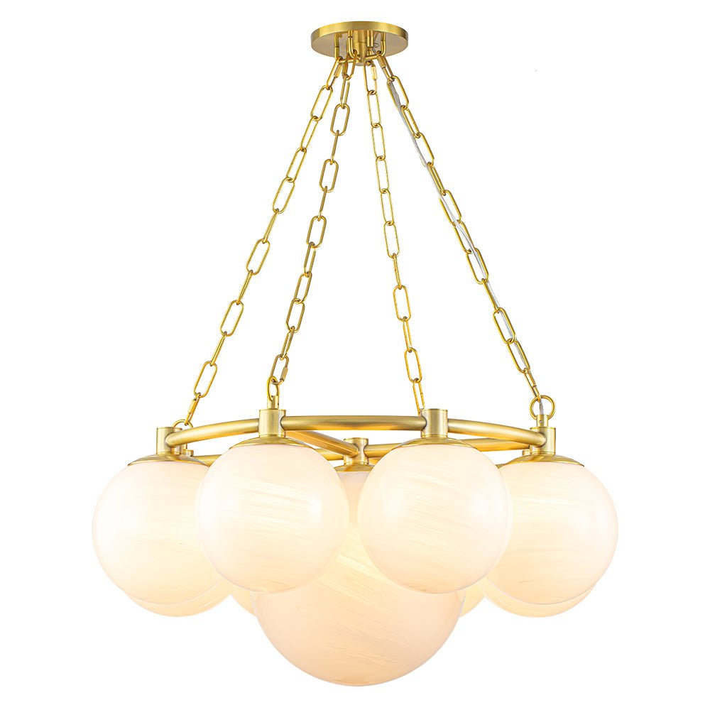 Dvaluvya Alabaster Milky  Globe Wheel White Glass Chandelier