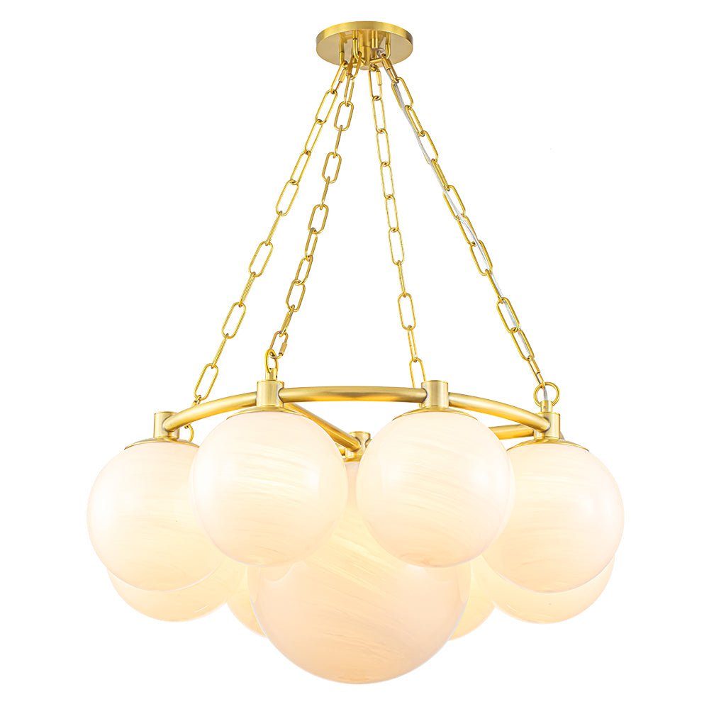 Dvaluvya Alabaster Milky  Globe Wheel White Glass Chandelier