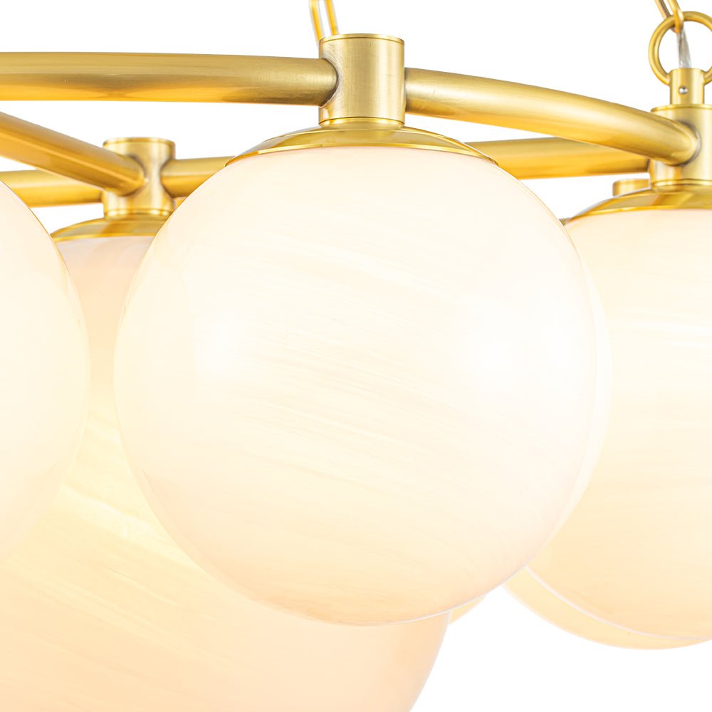 Dvaluvya Alabaster Milky  Globe Wheel White Glass Chandelier