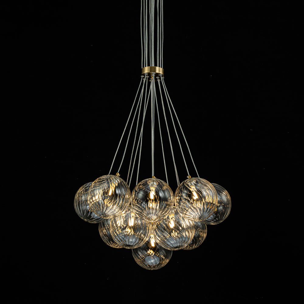 Caeluvya Clear Ribbed Ball Cluster Bubble Glass Chandelier