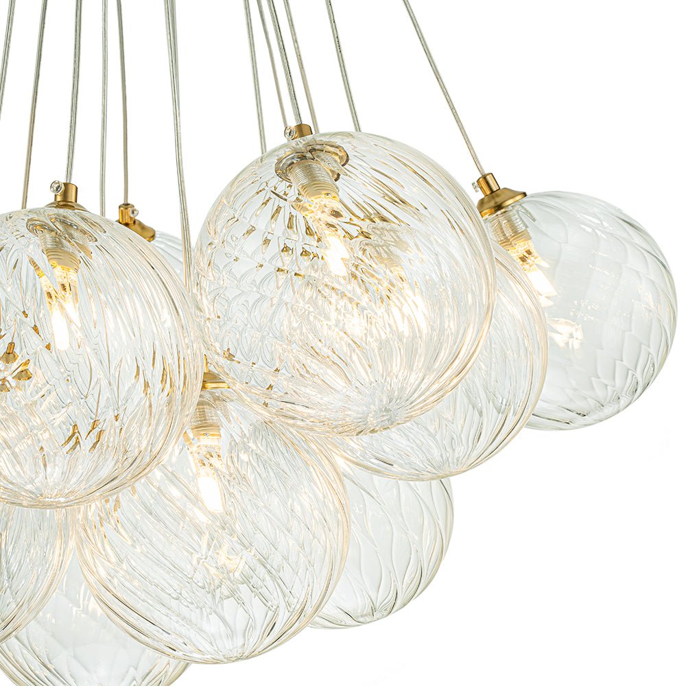 Caeluvya Clear Ribbed Ball Cluster Bubble Glass Chandelier