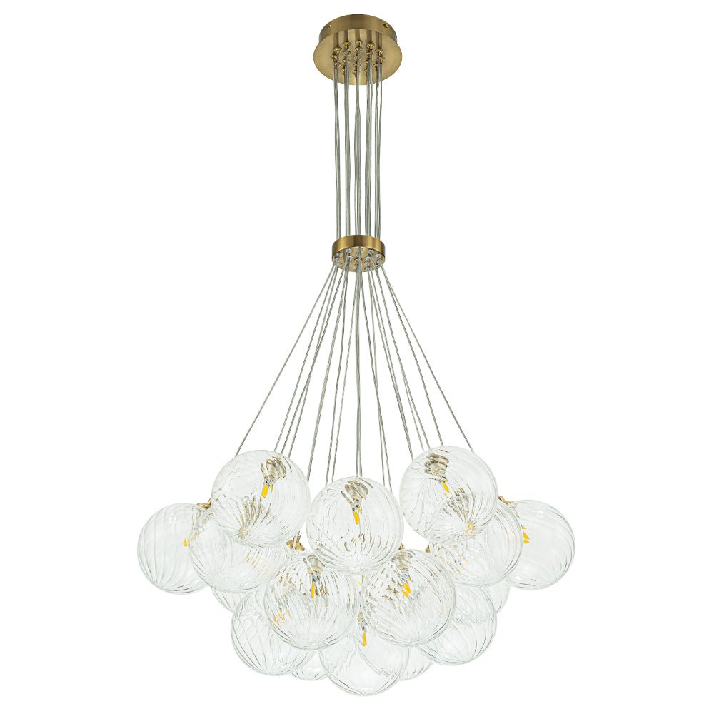 Caeluvya Clear Ribbed Ball Cluster Bubble Glass Chandelier