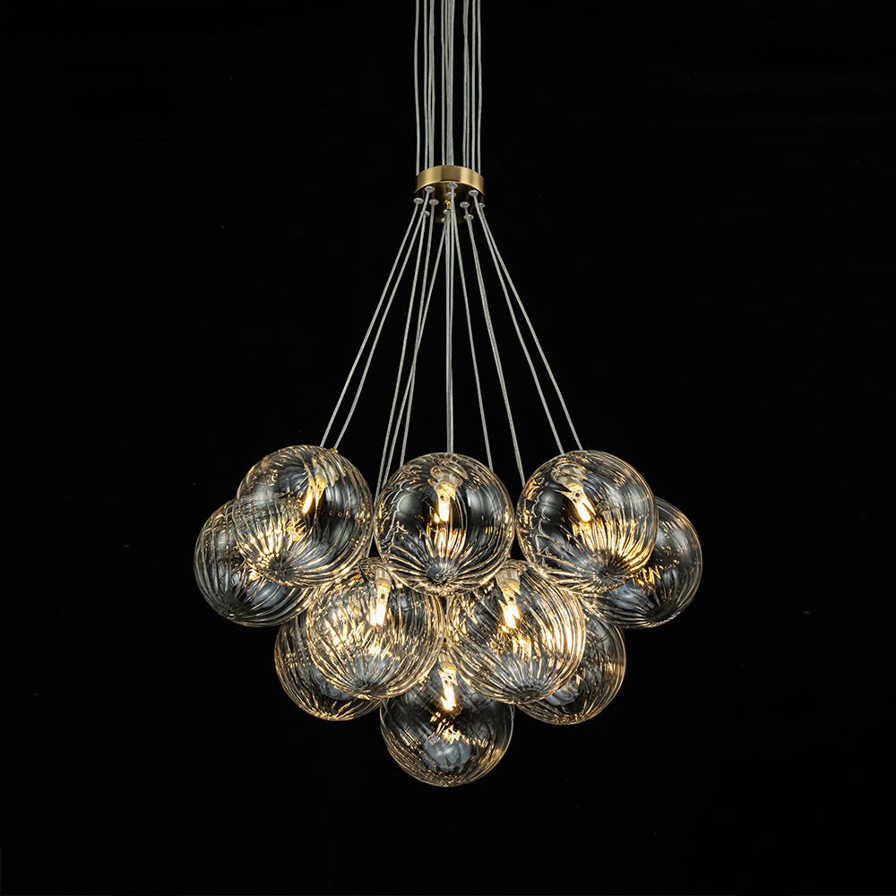 Caeluvya Clear Ribbed Ball Cluster Bubble Glass Chandelier