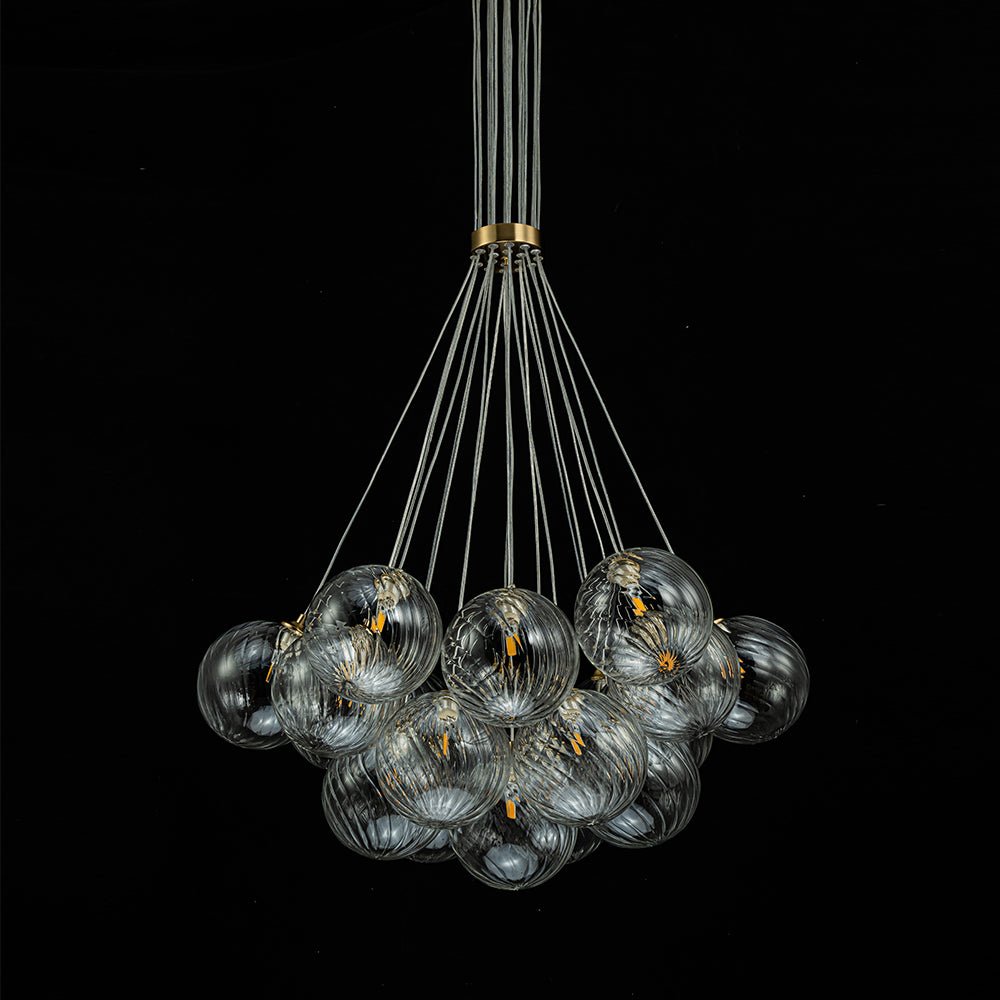Caeluvya Clear Ribbed Ball Cluster Bubble Glass Chandelier