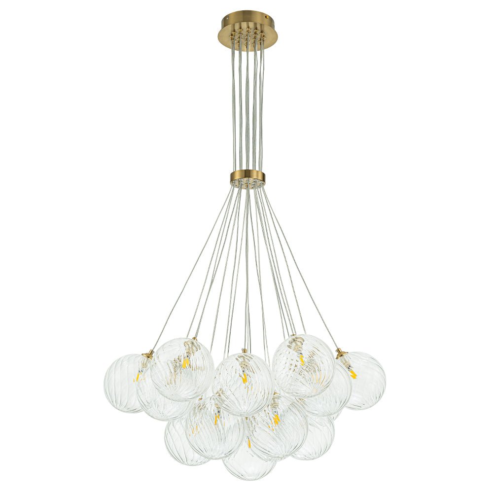 Caeluvya Clear Ribbed Ball Cluster Bubble Glass Chandelier