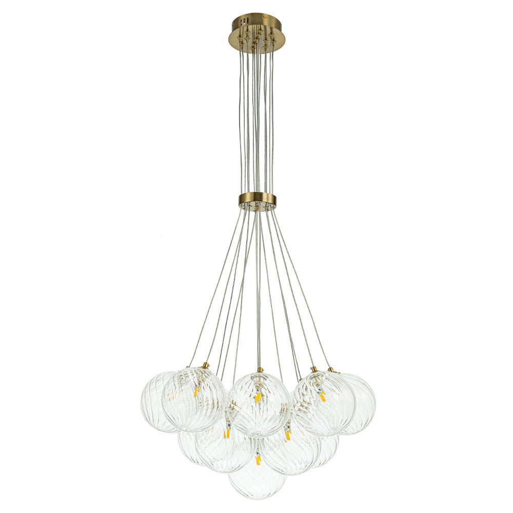 Caeluvya Clear Ribbed Ball Cluster Bubble Glass Chandelier