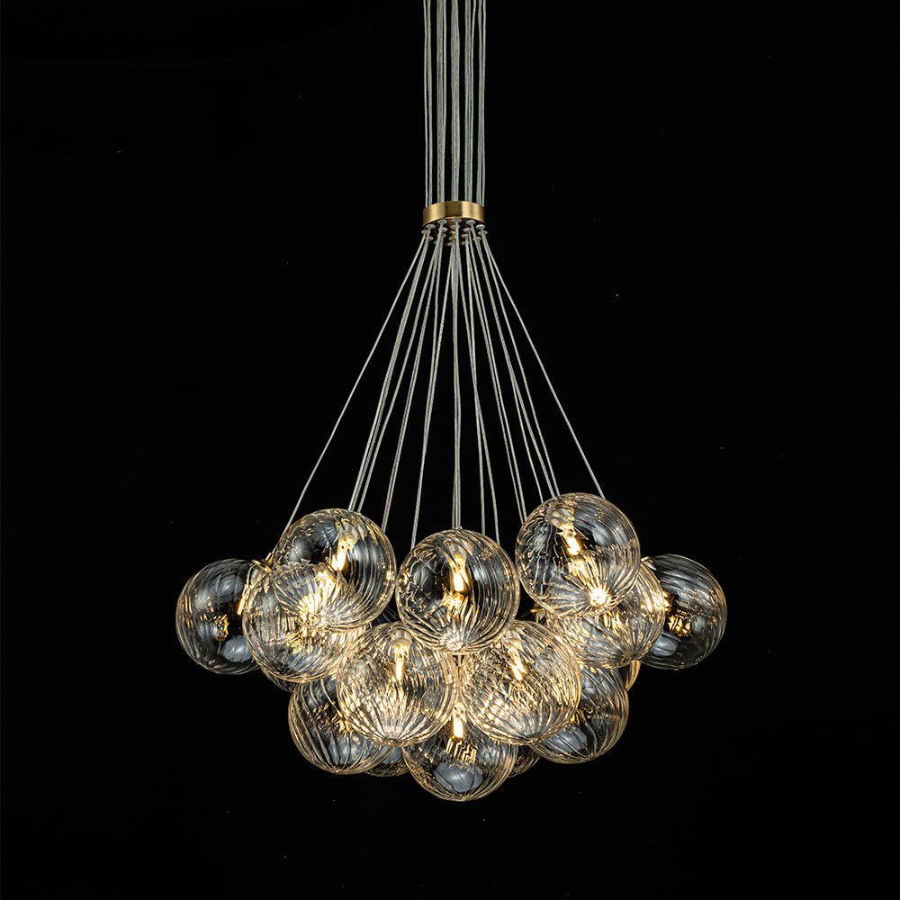 Caeluvya Clear Ribbed Ball Cluster Bubble Glass Chandelier