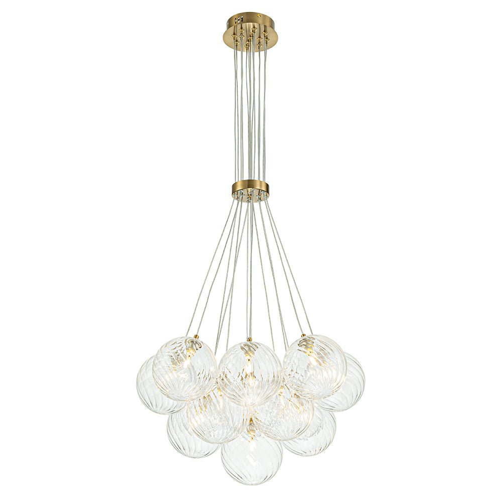 Caeluvya Clear Ribbed Ball Cluster Bubble Glass Chandelier
