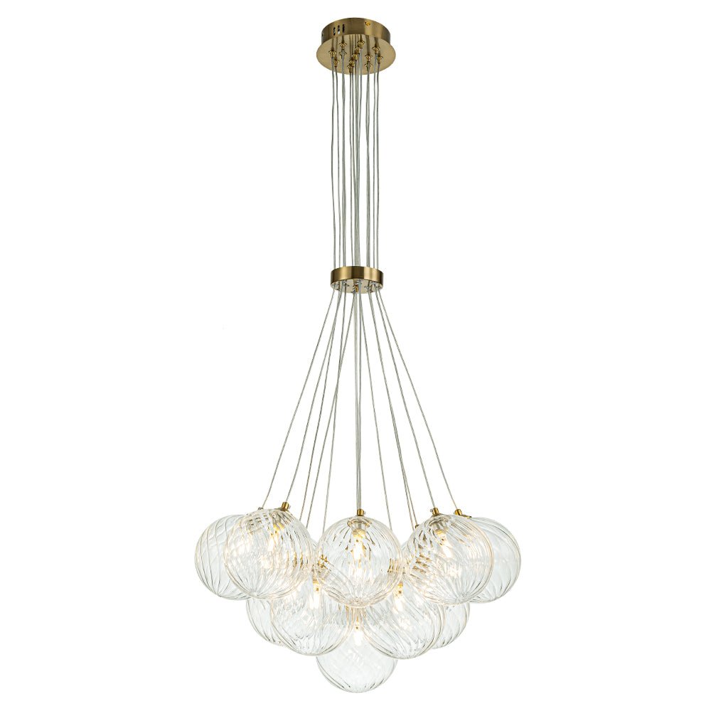 Caeluvya Clear Ribbed Ball Cluster Bubble Glass Chandelier