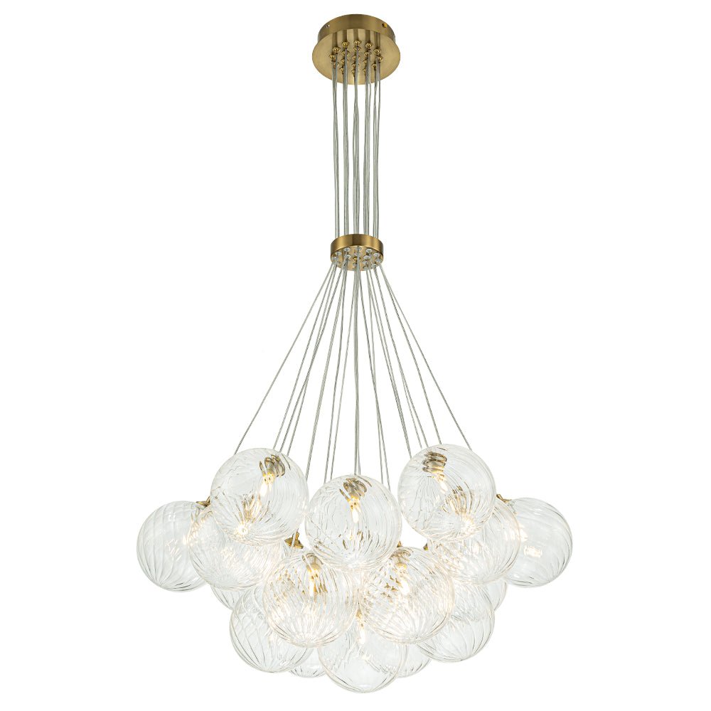 Caeluvya Clear Ribbed Ball Cluster Bubble Glass Chandelier