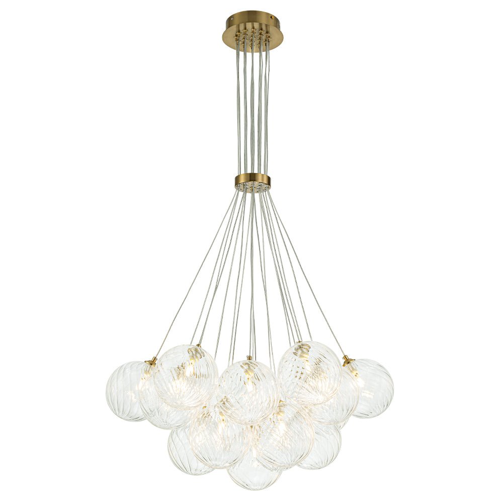 Caeluvya Clear Ribbed Ball Cluster Bubble Glass Chandelier