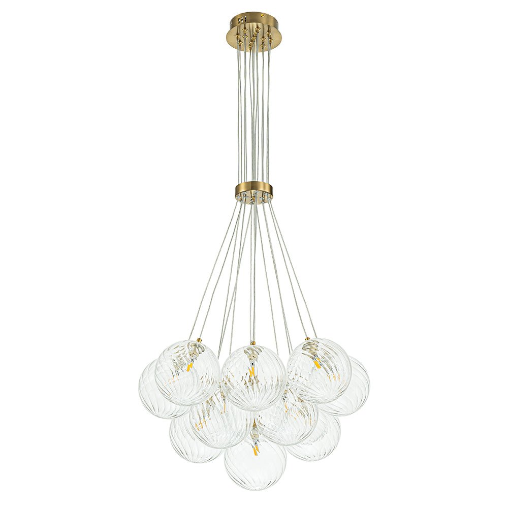 Caeluvya Clear Ribbed Ball Cluster Bubble Glass Chandelier
