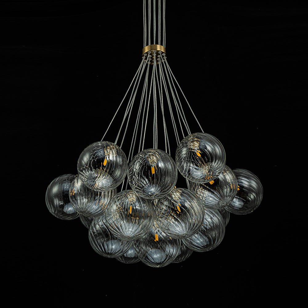 Caeluvya Clear Ribbed Ball Cluster Bubble Glass Chandelier