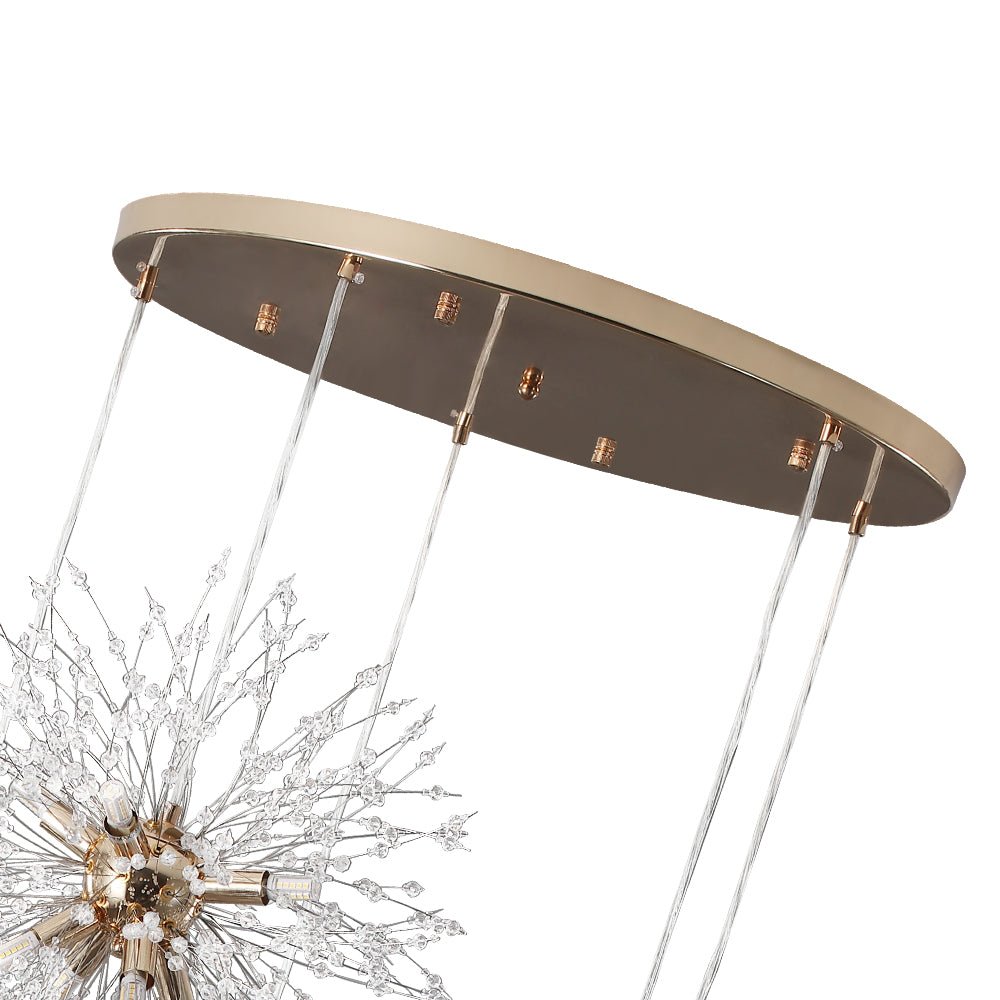 Ildvuvya Cluster Firework Dandelion Brass Metal Pendant Chandelier