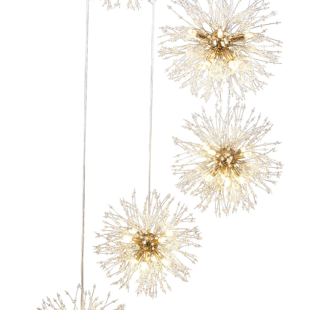 Ildvuvya Cluster Firework Dandelion Brass Metal Pendant Chandelier