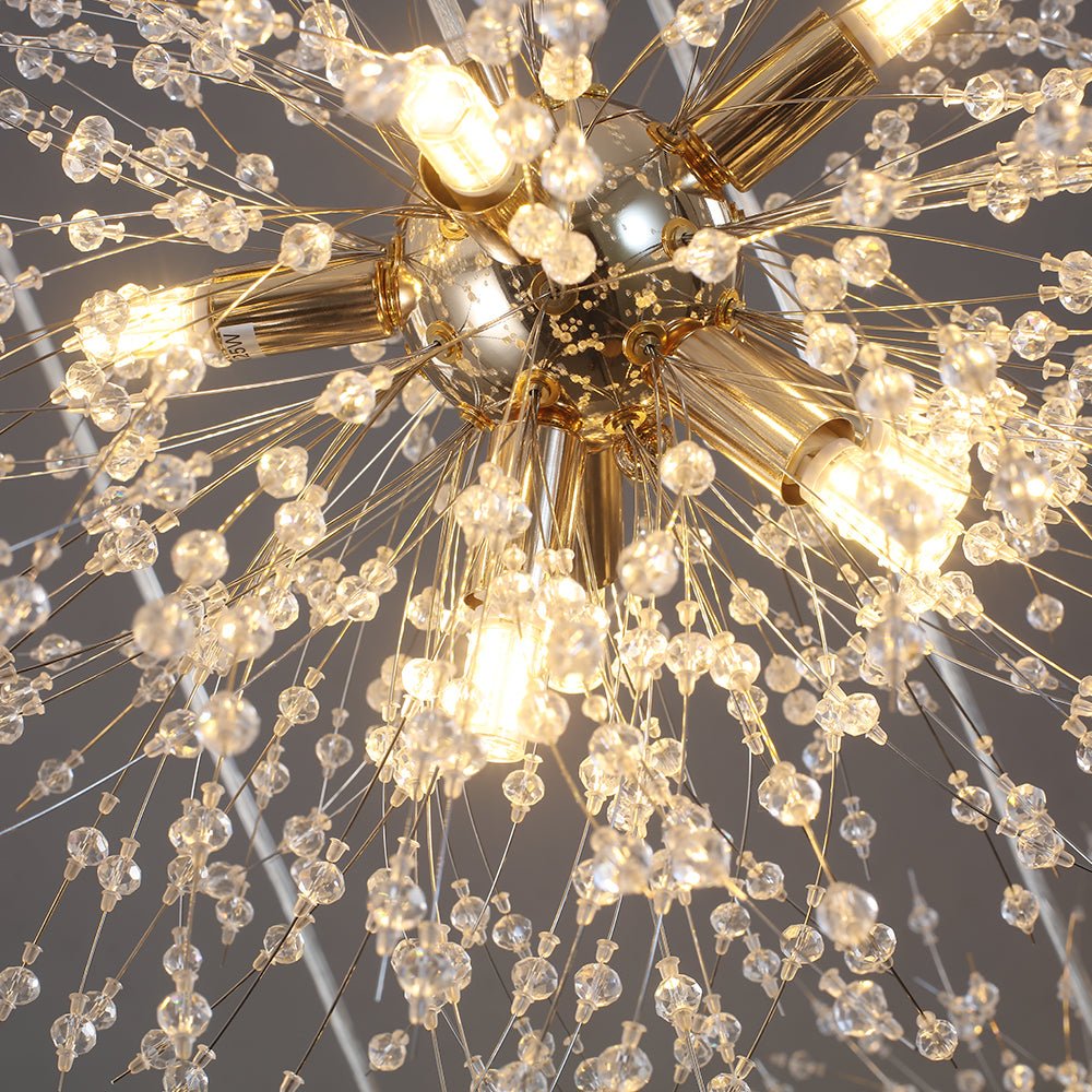 Ildvuvya Cluster Firework Dandelion Brass Metal Pendant Chandelier