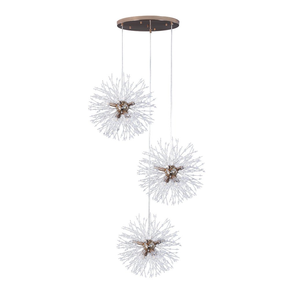 Ildvuvya Cluster Firework Dandelion Brass Metal Pendant Chandelier
