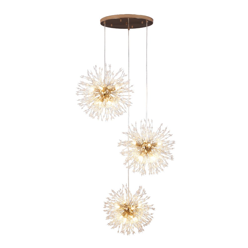 Ildvuvya Cluster Firework Dandelion Brass Metal Pendant Chandelier