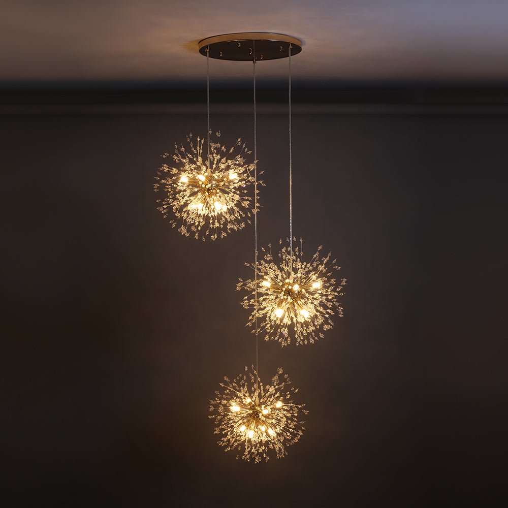 Ildvuvya Cluster Firework Dandelion Brass Metal Pendant Chandelier