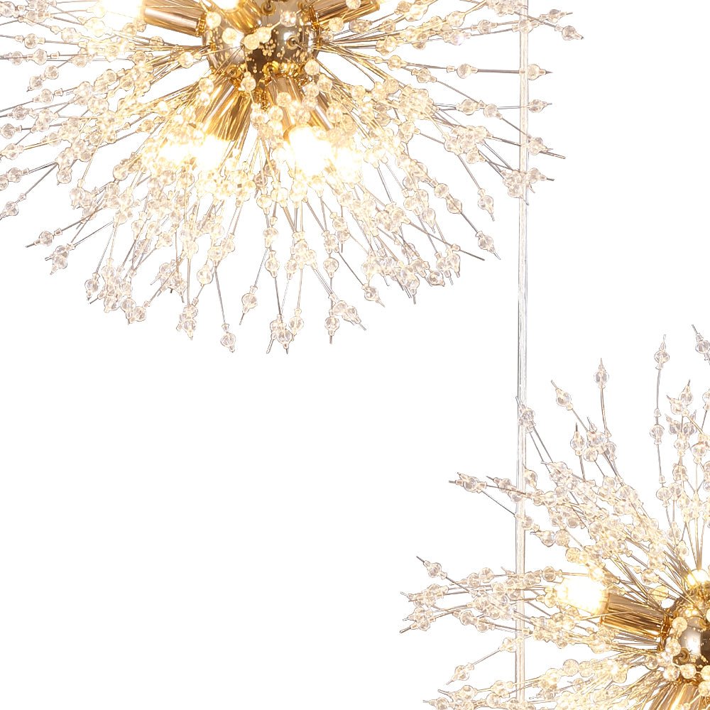 Ildvuvya Cluster Firework Dandelion Brass Metal Pendant Chandelier