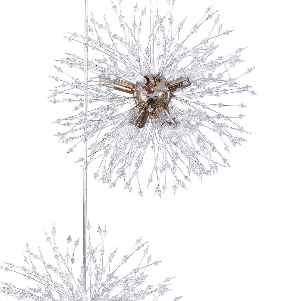 Ildvuvya Cluster Firework Dandelion Brass Metal Pendant Chandelier
