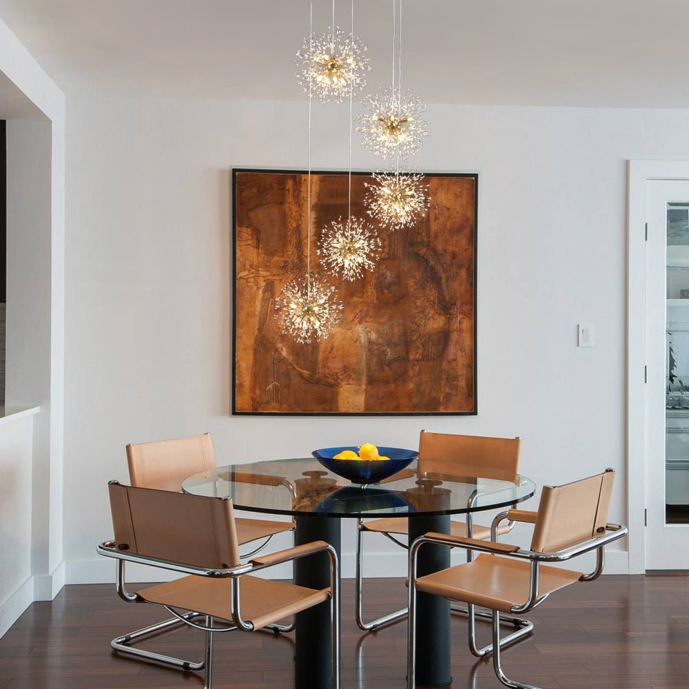 Ildvuvya Cluster Firework Dandelion Brass Metal Pendant Chandelier