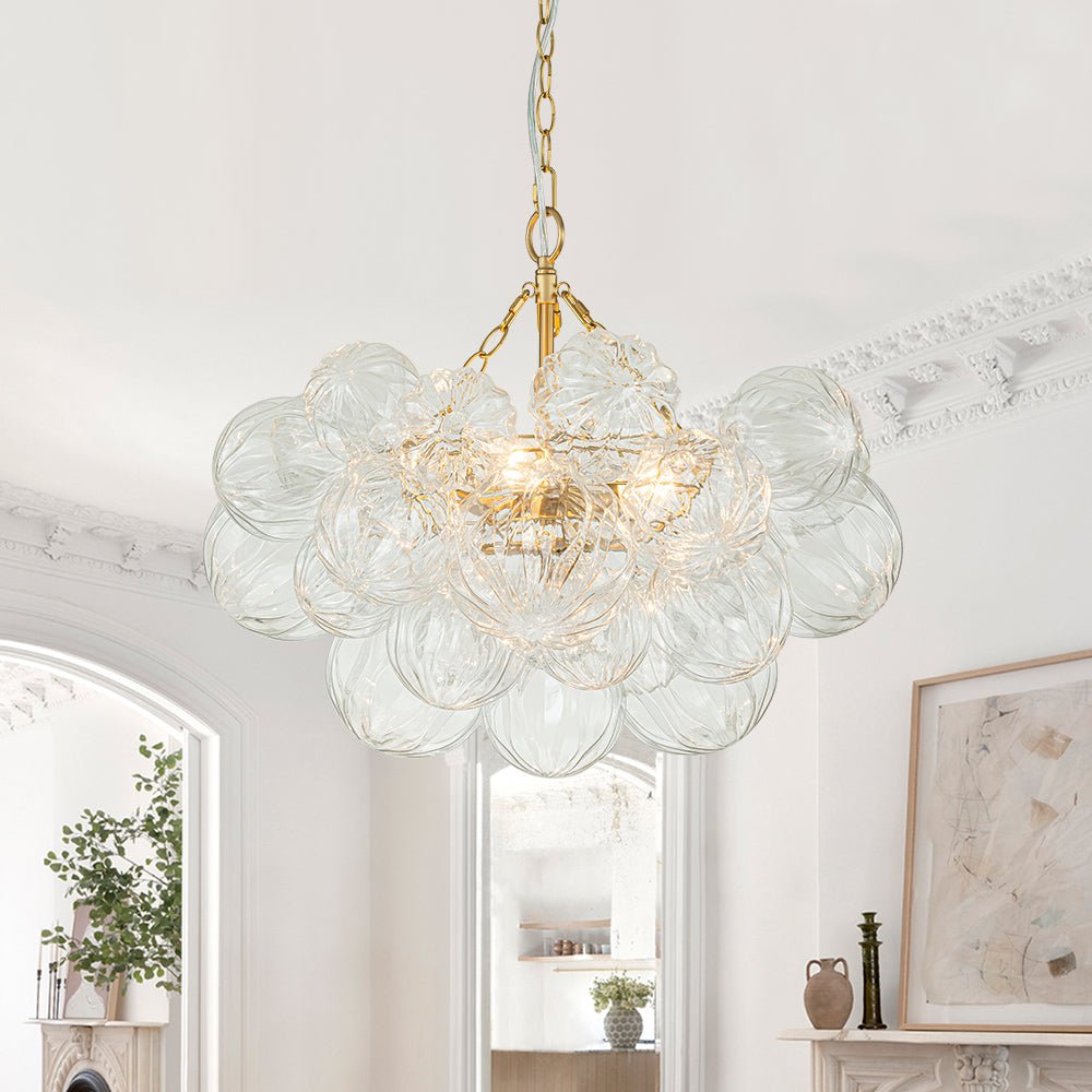 Elorin Texture Globe Bubble Glass Chandelier