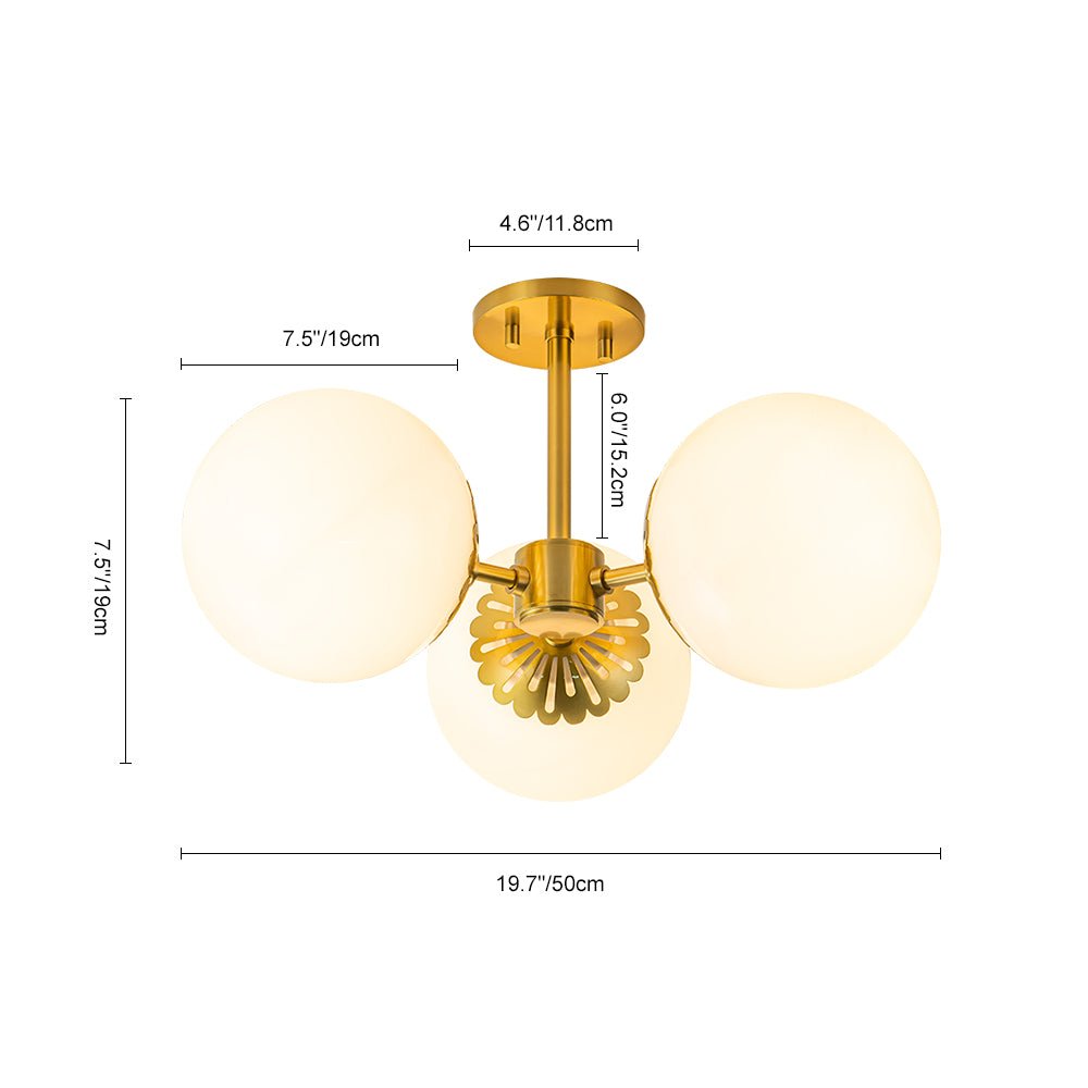 Pustur Modern Opal Glass Semi Flush Light