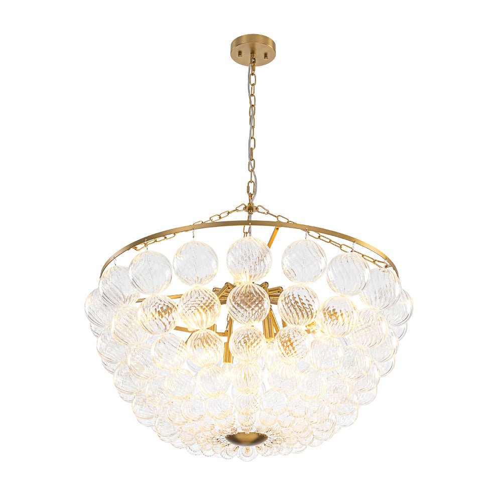 Caeluvyt Draped Ribbed Bubble Glass Pendant Chandelier