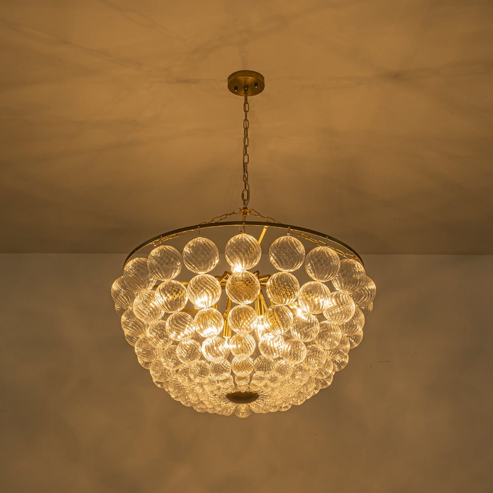 Caeluvyt Draped Ribbed Bubble Glass Pendant Chandelier