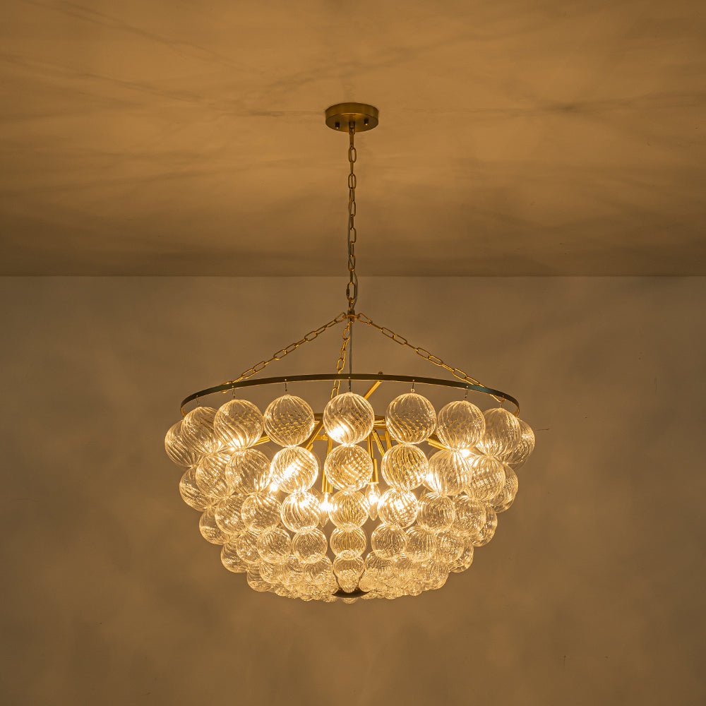 Caeluvyt Draped Ribbed Bubble Glass Pendant Chandelier